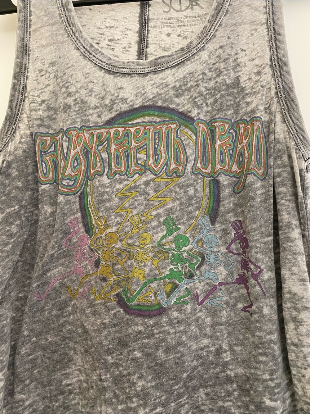 Chaser Gray Grateful Dead Skeletons Tank Top